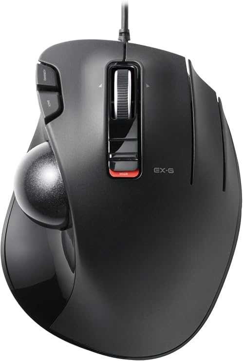 Elecom M-XT3URBK USB Wired Trackball Mouse 6 Button Tilt Wheel Left & Right Scroll Black