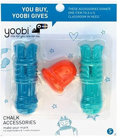Yoobi Chalk Accessory Pack, 2 Holders, 1 Sharpener - Multicolor
