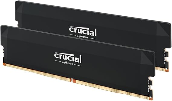 Crucial Pro CP2K16G60C36U5B DDR5 RAM Kit (2x16GB) 6000MHz CL36 Overclocking Gaming Intel XMP 3.0 / AMD Expo PC Computer Memory Black