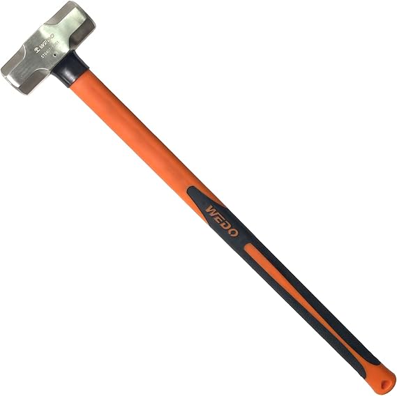 WEDO Sledge Hammer,8lb Stainless Steel Crack Hammer With Fiberglass Handle,Length 700mm,Shock-resistant,Corrosion Resistant Drilling Hammer