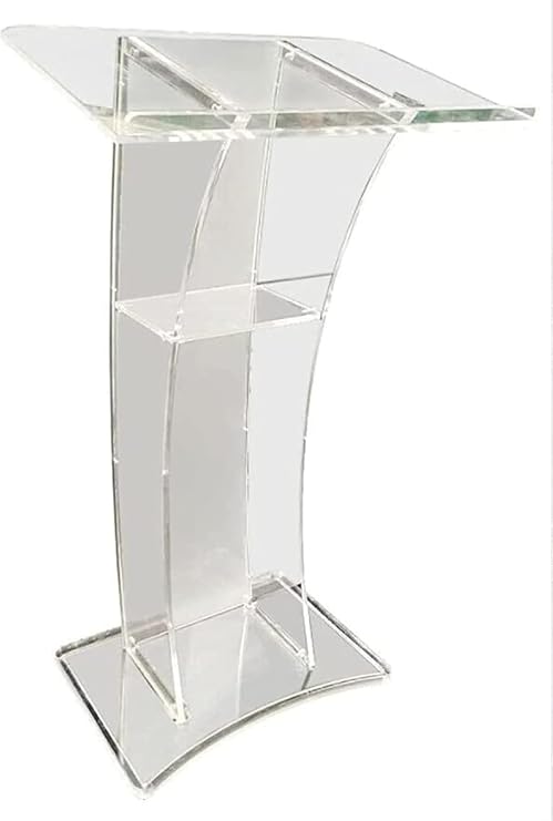 Slanted Podium Lectern Conference Pulpit Acrylic Podium Clear Transparent Church Lectern Pulpit Office Stand up Floor-Standing Podium Lectern (Type 3)