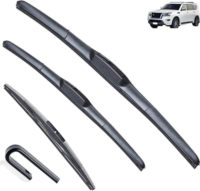 Car Windshield Windscreen Front Rear Wiper Blade Rubber Accessories Compatible with Nissan Patrol Y62 24 19 12 2010-2019 2020 2021 2022
