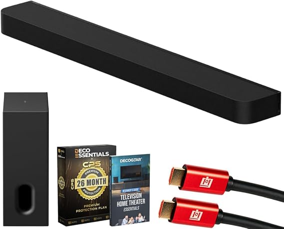 Sony BRAVIA Theater Bar 7, with 9 Speakers HTA7100 Bundle with SA-SW7 Sub 7 Wireless Subwoofer, Deco Essential 26 Month CPS Protection Pack, 2X HDMI Cable and Deco Gear Home Theater Beginner's Guide