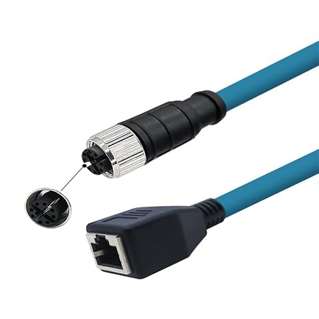 M12 8Pin X Code Female to RJ45 Female High Flex GigE Cable for Computer Networks Industrial Ethernet Cable 50CM