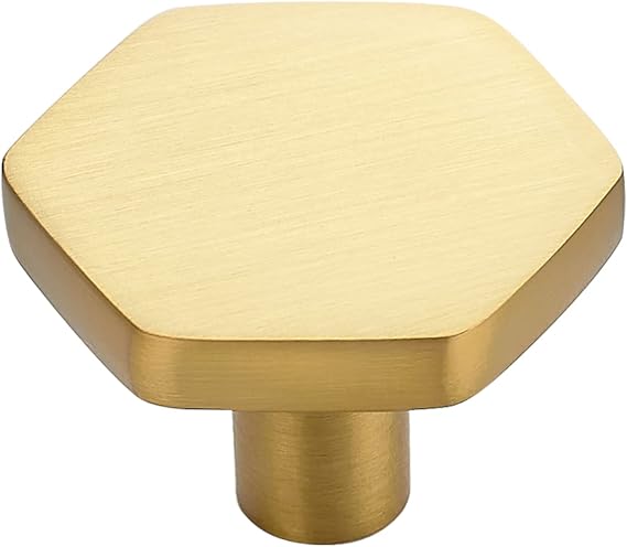Gold Cabinet Knobs 1.1in Hexagon 1 Pack Solid Kitchen Hardware