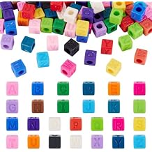 150Pcs 12 x 12mm Cube Letter Beads with 6.5mm Large Hole Mixed Color Acrylic Alphabet A-Z Random Letters Cube Beads for Jewelry Making Keychain DIY Necklace Friendship Bracelet