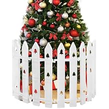 Extra Height 16 Christmas Tree Fence, 24pcs Christmas Tree Gate, White Christmas Fence Decorations for Cat, Small Dog, Suit for Christmas, Birthday, Wedding Decoration