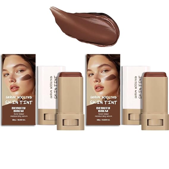 2PCS Foundation Stick Beauty Balm Serum Boosted Skin Tint, Solid Tinted Moisturizing Serum Contour Stick Foundation Face for Women, Hydrates, Buildable Medium-to-Full,Natural Finish Makeup (#01)