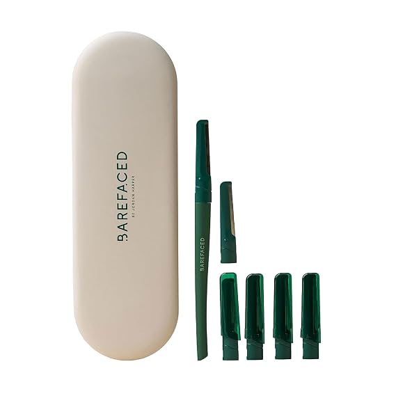 Barefaced Facial Shaving Razor and Refills | Stainless Steel Dermaplaning Tool for Smoother, Brighter Skin - Removes Peach Fuzz & Dead Skin, Improves Skincare Absorption