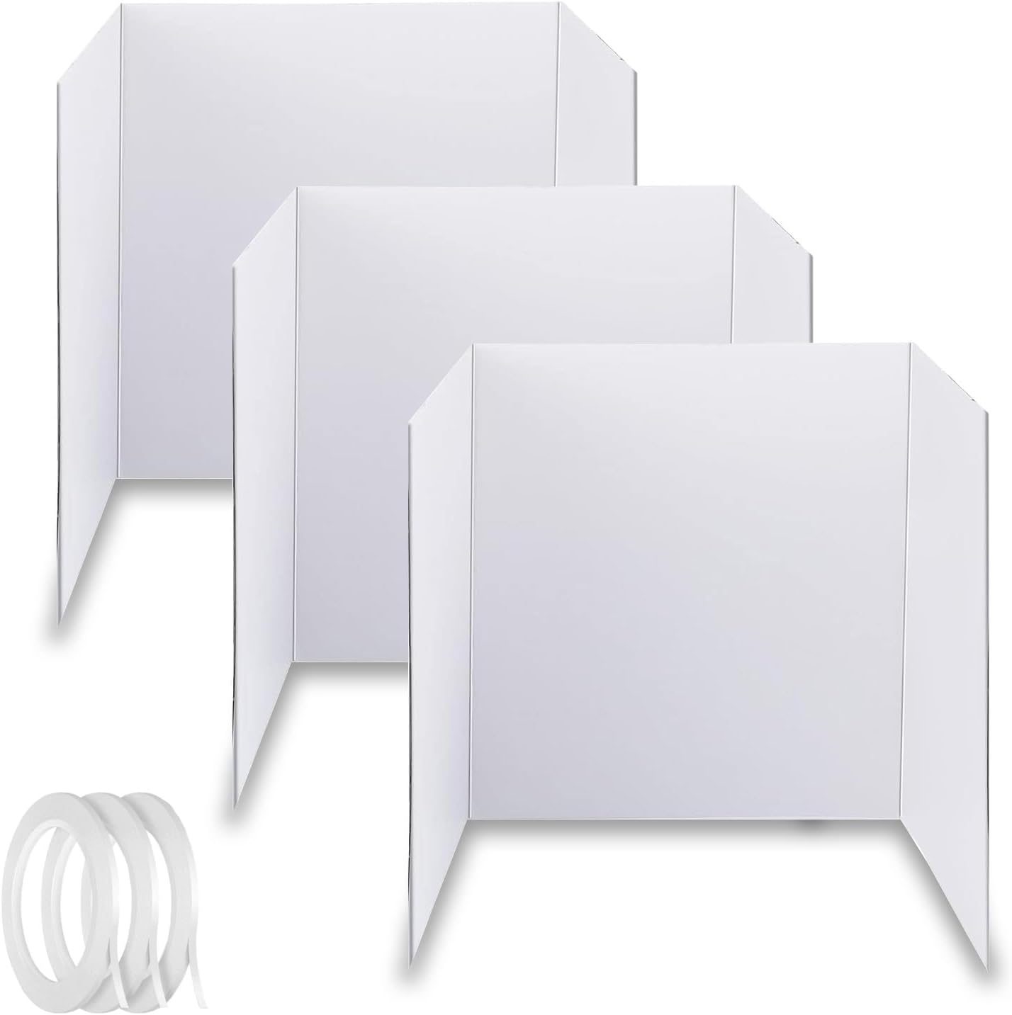 3 Pack Medium Tri-Fold Poster Board 24 x 16 Inch with Double Sided Tape and Cardboard Corrugated Presentation Science Fair Display Board for School Projects, Science Fair and Business