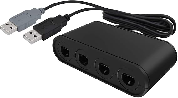 Gamecube Controller Adapter for Wii U, Nintendo Switch, PC USB, Mac IOS. Enhanced Version 4 Port Connection Tap GameCube Converter for Multi-Player Games Super Smash Bros, No Driver Need Easy to Use