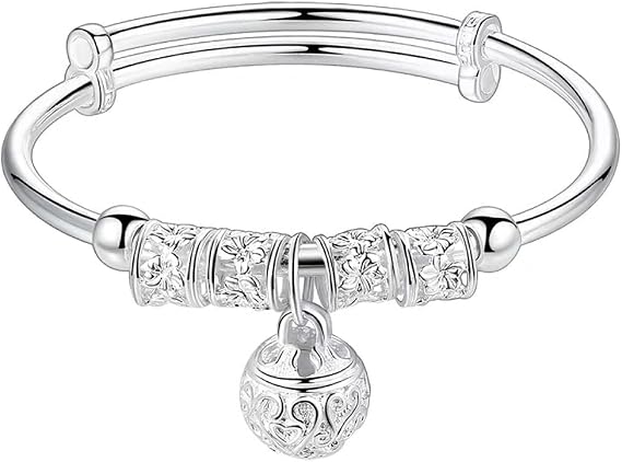 Silver bracelet,jewellery,Women 925 Sterling Silver Bracelet Adjustable Cuff Bangle Hand Carve Hollow Silver Beads Friendship Bracelet Birthday Gifts For Sisters Friend Couples Mom