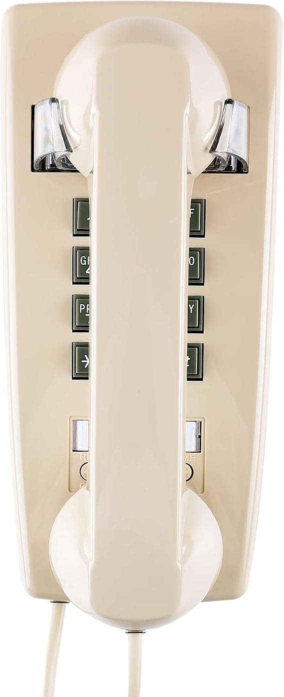 Retro Wall Mount Corded Telephone, Beige