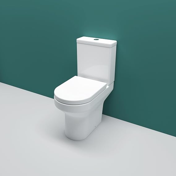Sky Bathroom Rimless Round Close Coupled Toilet Pan and Soft Close Seat Cistern Modern