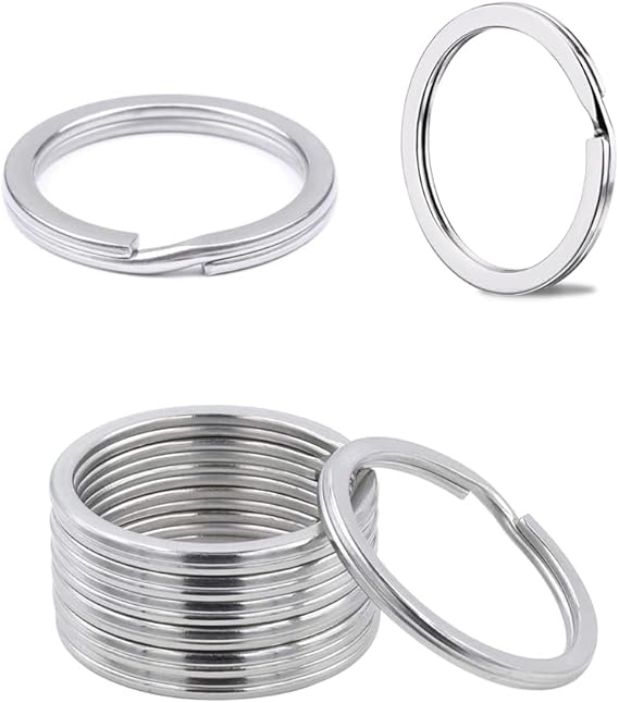 12 Pack Keychain Rings for Craft, Stainless Steel 1" Metal Flat Key Ring Clips Round Split Rings Bulk for Home Car Keys Organization,Arts & Crafts,Lanyards (Silver, 25mm)