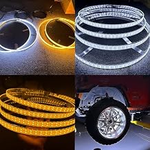Sando Tech 15.5'' Double Row Amber White Led Wheel Lights w/Amber Turn Signals Rim Lights 576Leds Brightest White Wheel Lights RF Remote/Switch Ctrl for Truck Tire Light