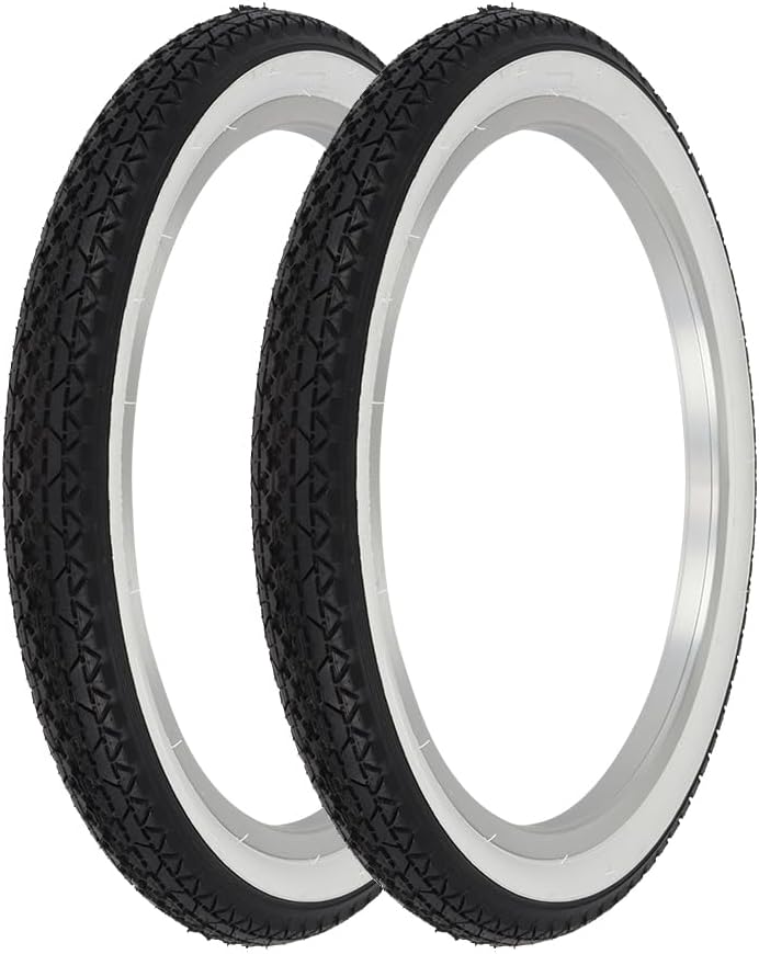 Pair of WESTWIND Bicycle TIRE 20 X 2.125 BlackWhite SIDEWALL Diamond Tread 2 Tires P-123A Vintage Style