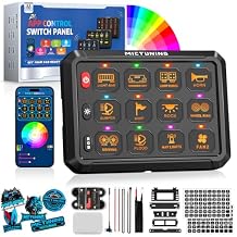MICTUNING P1s-APP RGB 12 Gang Switch Panel with APP Control, High Power 6-Level Brightness Multifunction Toggle Strobe Momentary Pulse Circuit Control Relay System Box for Car,