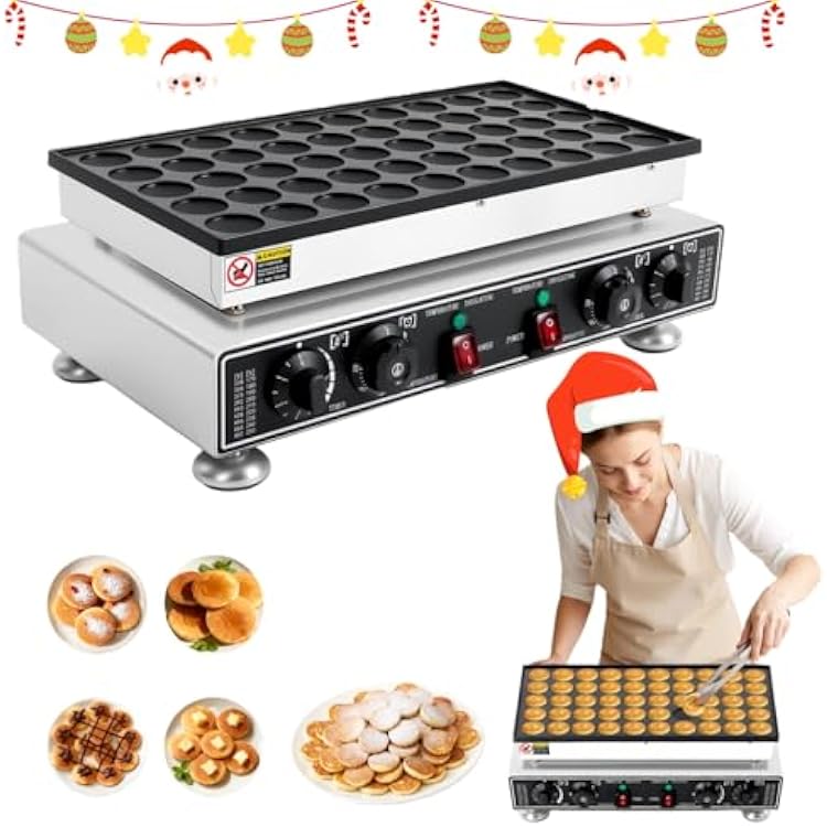 Waffle Maker, 50PCS 45mm Waffle Iron 110V 1800W Electric Pancake Maker with Adjustable 122-572F Temperature & 1-5min Timer, Non-stick Stainless Steel, for Gift Home Cafes Snack Bar