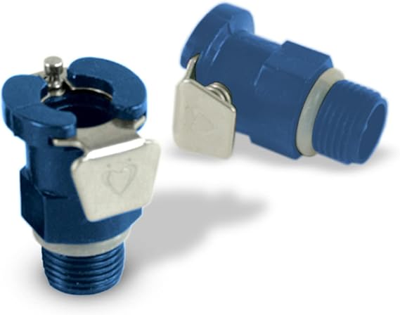 Fitting Female 1/4 inch Quick-Disconnect to Male Threaded 1/8 inch Npt Vacuum Cylinder Connector 2 Pack Blue