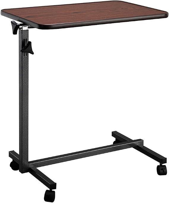 Adjustable Overbed Bedside Table with Wheels, Tilt Top Overbed Table with Wheels, Bed Table and Overbed Table, Adjustable Overbed Rolling Table, Adjustable Standing Desk or Hospital Tray Table
