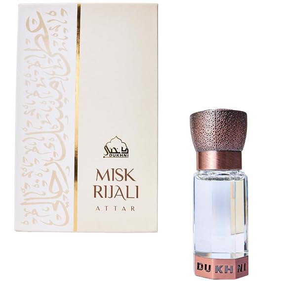 Dukhni Misk Rijali Attar Oil 6ml Musk Perfume Oil|Luxury Islamic Gift | White Musk Perfume Oil | Premium Attar oil for Special ocassion Long Lasting Ittar For Women & Men, Dab on Pulse points