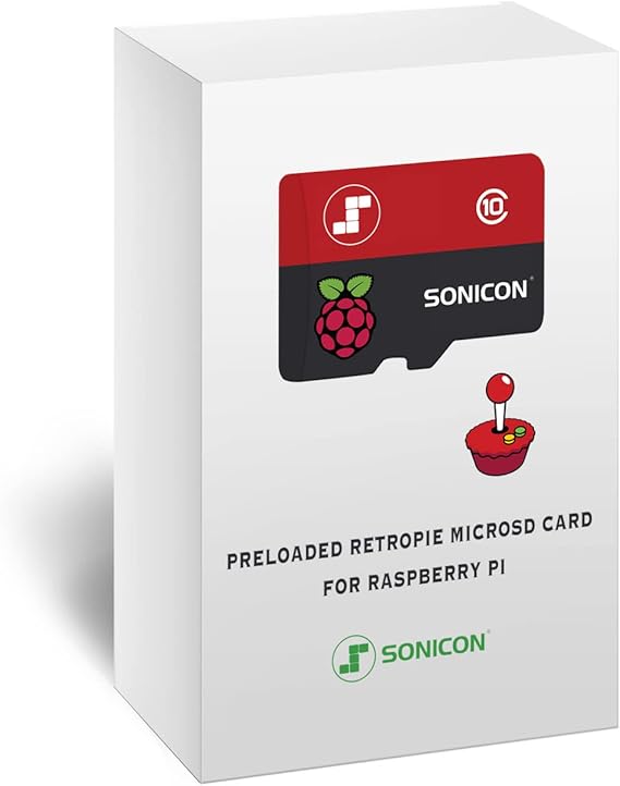 Sonicon Preload RetroPie Emulator MicroSD Card for Retroarch Games Loaded NES/SNES/Genesis/Game Boy/Atari/Arcade/Blimme, Plug and Play 64GB, for Raspberry Pi3, 3B+