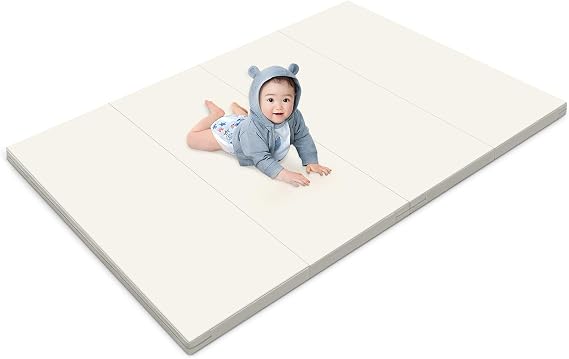 Artake Antibacterial Baby Play Mat, Easy to Store, Reversible PU Mat, Compatible with Floor Heating, Thick 1.6 inches 4 cm, Foldable, Waterproof, Soundproofing, Non-formal, Double-sided, Large, Stylish 47.2 x 63.0 x 1.6 inches 120 x 160 x 4 cm, All Beige