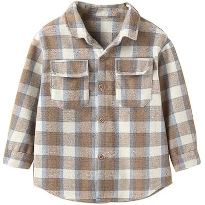 Toddler Kids Baby Boys Flannel Plaid Shirt Long Sleeve Button Down Tops Coat Jacket Outfits Fall Winter Clothes