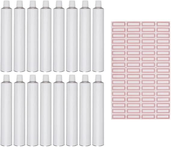 OLYCRAFT 24Pcs White Empty Oil Paint Tubes with Needle Cap 60ml Empty Aluminum Paint Tubes Blank Toothpaste Paints Tube with 2 Sheets Self Adhesive Label for Making Pigment and Store Remaining Paints