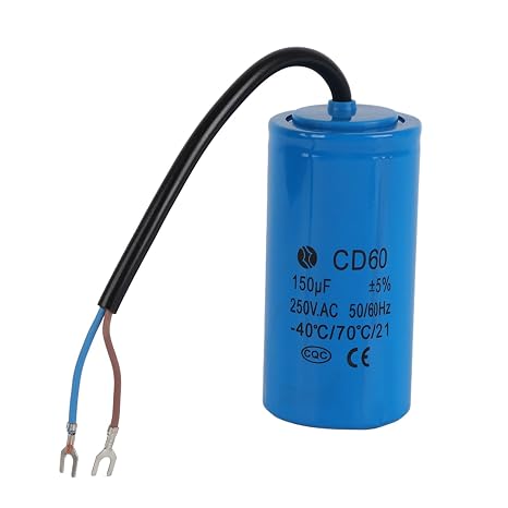 Run Capacitor, 250V AC CD60 Capacitor 50/60Hz 150uF Motor Run Capacitor with Wire for Motor Air Compressor