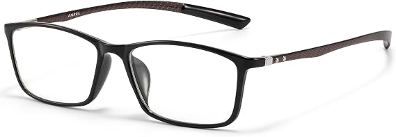ANRRI Ultra Light Blue Light Glasses, Carbon Fiber Temple Small Square Frame Computer Glasses for Men Women
