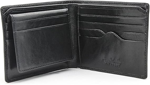 Tony Perotti Leather Slim Bifold Wallet with ID Holder | Vegetable-tanned Italian bullhide leather. Removable ID case. Handmade with 9 card slots, currency divider, receipt pockets.