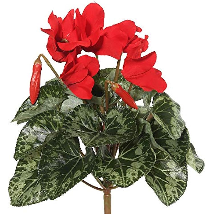 Vickerman Everyday Artificial Red Cyclamen Bush 11 Long, Premium Faux Floral Decor for Wedding or Everyday Arrangements, Maintenance Free Flowers
