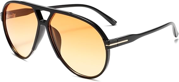 YAMEIZE Retro Pilot Sunglasses for Women Men Oversized 70s Pilot Vintage Sunglasses Double Bridge Retro Square Glasses UV400 Protection