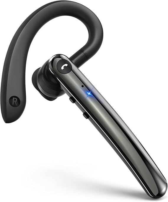 Bluetooth Headset V5.3, Bluetooth Earpiece Handsfree with Dual Noise Canceling Mic Mute, Wireless Headset with 18H Playtime, Dual Pairing Function, Headphones for Business/Office/Trucker/Driving/Work