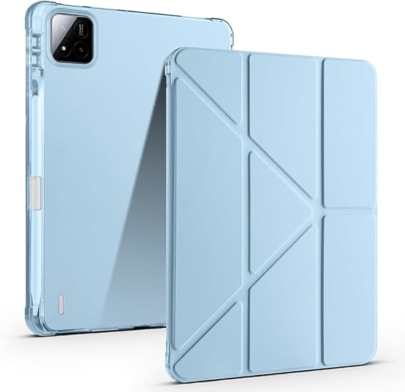 Aksesuarcim Xiaomi Pad 7 ile Uyumlu Kılıf Silikon Yumuşak Kalem Bölmeli Esnek 4 Farklı Stand Olabilen Tablet Kılıfı Mavi