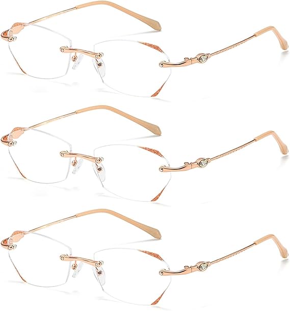 TERAISE Frameless Reading Glasses For Women With Blue Light Blocking