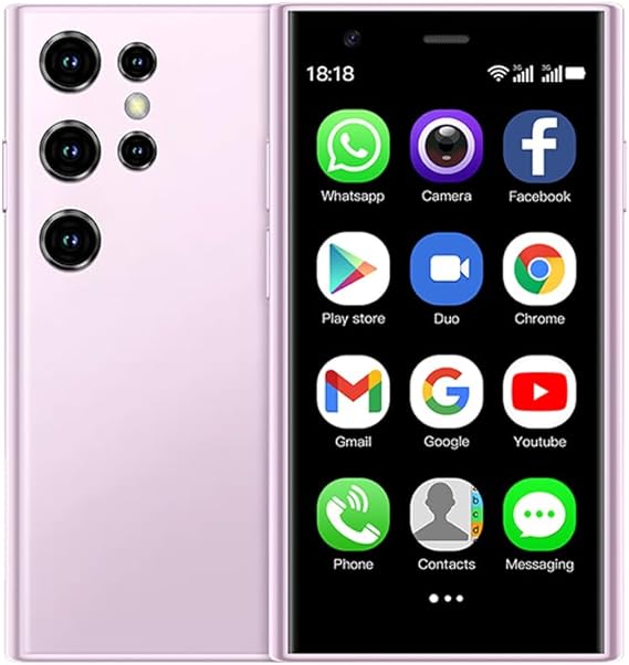 Mini Smartphone, 3.0 Inches Unlocked Android Small Mini Cell Phone Quad Core 2G+16G 5.0MP Dual SIM High Definition 3G Mobile Smartphone (Pink)