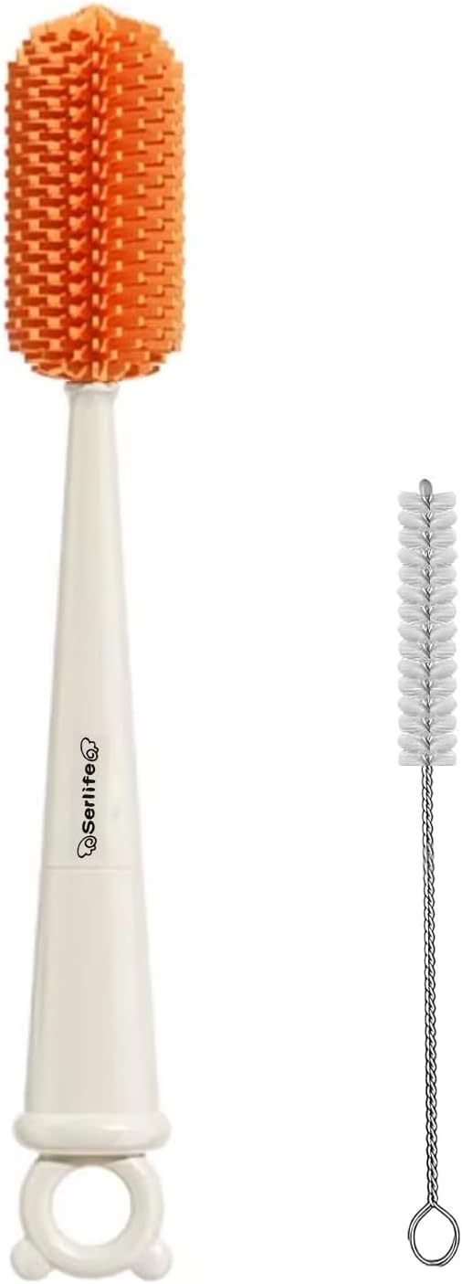 4-in-1 Water Bottle Cleaner Brush Long Handle Cleaning Brush(Orange)