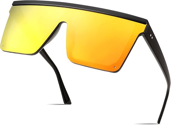 FEISEDY Oversized Sunglasses Mens Womens Flat Top Square Trendy Visor Shades UV400 B2470