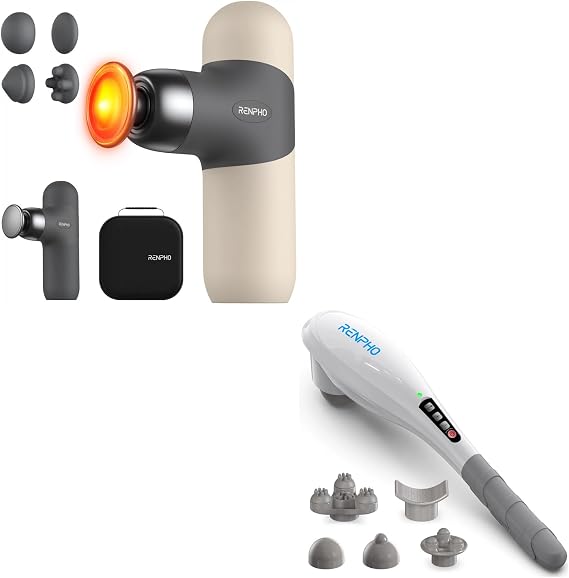 RENPHO Rechargeable Hand Held Deep Tissue Massager Mini Thermal Massage Gun with Heat
