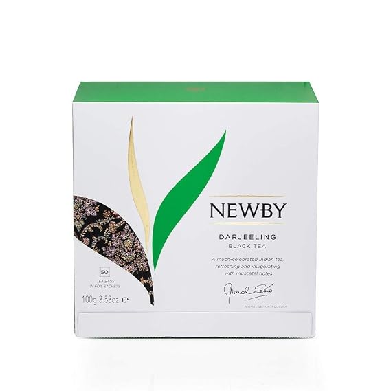 Darjeeling Black Tea 50 Individually Wrapped Tea Bags Light & Floral Indian Tea by Newby Teas