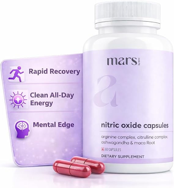 Mars by GHC Nitric Oxide Capsules, L-Arginine, Ashwagandha, Circulation, Energy & Performance Support, 60 Capsules