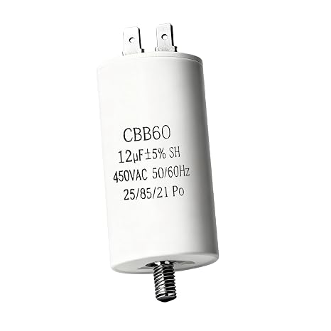 CBB60 12uF Running Capacitor AC 450V 2 Pins 50/60HZ Double Insert Cylinder | Bottom Motor Capacitor for Washing Machine 25 85 21 Po Single-Slot Card Highly Stable And Heat-Resistant