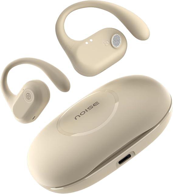 Noise Pure Pods, Open Ear Wireless Buds with Detachable Neckband, 80 Hr Playtime, Instacharge, Quad Mic with ENC, Sweat Resistant, Ultimate Comfort, Perfect for Sports, (Zen Beige)