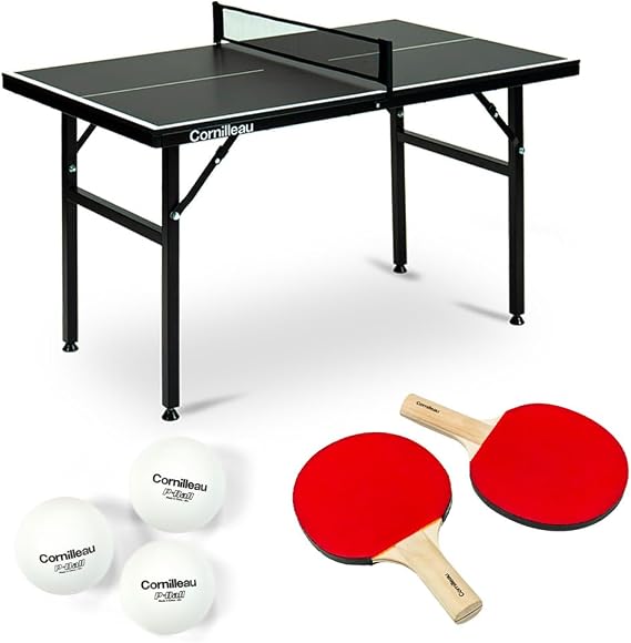 Cornilleau - Mini Indoor Table Tennis Table - Compact Folding Table - 12mm Grey Tray - Ideal for Kids and Adults - Easy to Store and Carry