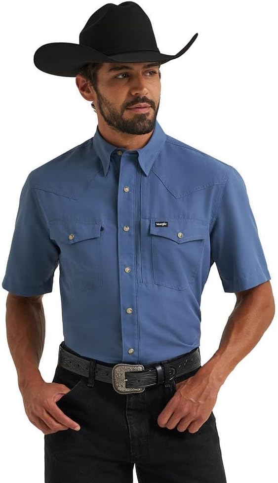Wrangler Men's ATG Vintage Indigo Performance Shirt