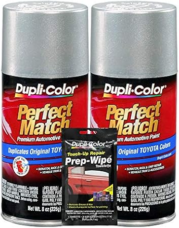 Dupli-Color Millennium Silver (Metallic) Exact-Match Automotive Paint for Toyota Vehicles - 8 oz, Bundles Prep Wipe (3 Items)