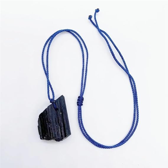 AtkitS crystal Natural black tourmaline pendant crystal irregular black stone necklace home decoration specimen gift (Color : Blue(Random), Size : 1PC)